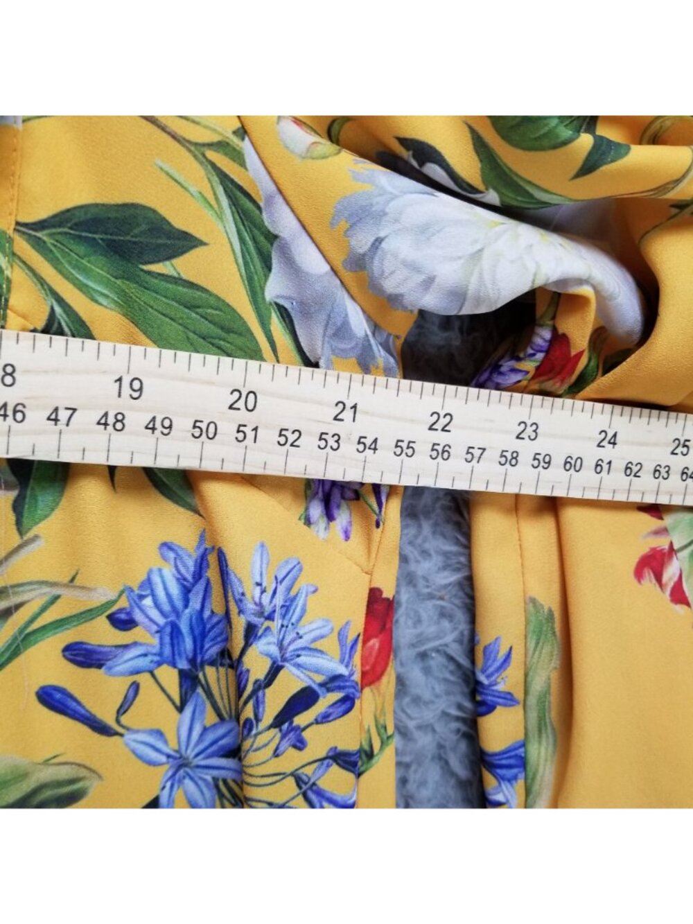 Sunny Leigh Top Womens Large Yellow Floral Print 3/4 Sleeve Blouse - Picture 5 of 10